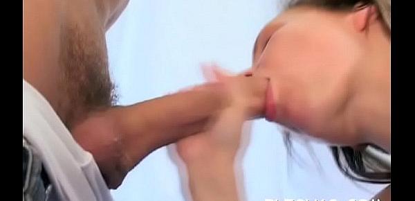 Lusty brunette Jana gets boobs licked
